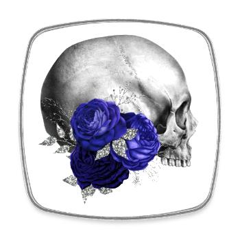 Indigo Rosen Schädel Design - Viereckiger Kühlschrankmagnet - Weiß - Vorne