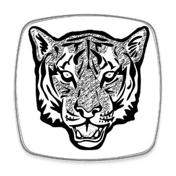 Tiger - Viereckiger Kühlschrankmagnet - Weiß - Vorne