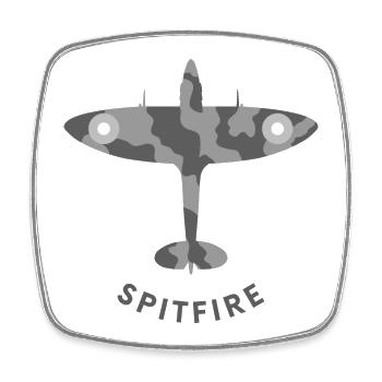 Avion de chasse de Spitfire - Magnet carré - blanc - Devant