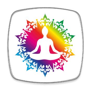 1000 yoga coloré avec silhouette - Magnet carré - blanc - Devant