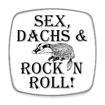 Sex Dachs Rock'n'Roll - Viereckiger Kühlschrankmagnet - Weiß - Vorne