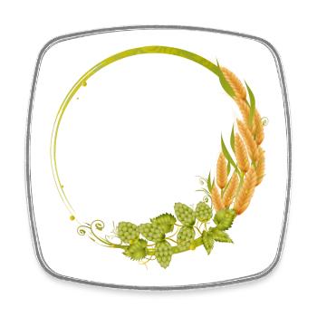 grüner Hopfen und Getreide Rahmen - Viereckiger Kühlschrankmagnet - Weiß - Vorne