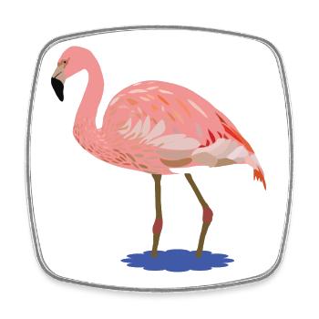 Flora Flamingo - Viereckiger Kühlschrankmagnet - Weiß - Vorne