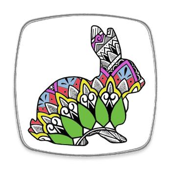 Rabbit - Square fridge magnet - white - Front