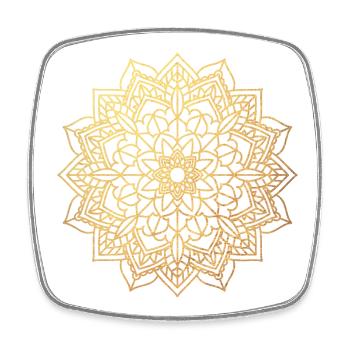 Yogashirt Gold Meditation Sonne Ornament Mandala - Viereckiger Kühlschrankmagnet - Weiß - Vorne