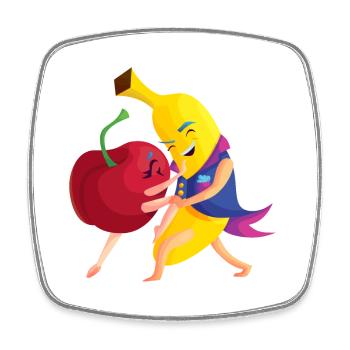 Kirche Banane Tanzen KIBA Lustig Shirt - Viereckiger Kühlschrankmagnet - Weiß - Vorne