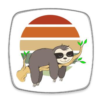 Chill Sloth Sonnenuntergang Design - Viereckiger Kühlschrankmagnet - Weiß - Vorne