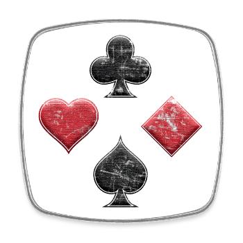 Kreuz Pik Karo Herz Poker- und Skatspiel used look - Viereckiger Kühlschrankmagnet - Weiß - Vorne