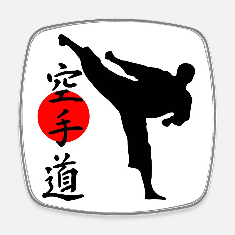 Karate Yokogeri mit Schriftzug - Viereckiger Kühlschrankmagnet - Weiß