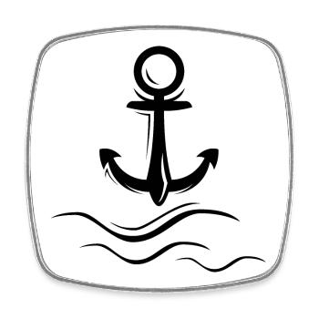 Anker Wellen Wasser Symbol Logo icon Illustration - Viereckiger Kühlschrankmagnet - Weiß - Vorne