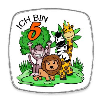 Ich bin 5 - 5. Geburtstag - Niedliche Tiere - Viereckiger Kühlschrankmagnet - Weiß - Vorne