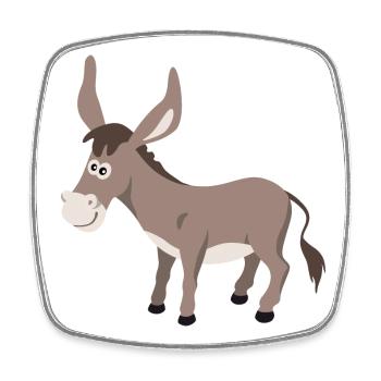 Illustration d’âne – motif animal dessiné à la main - Magnet carré - blanc - Devant