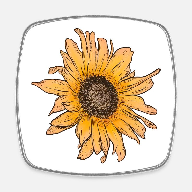 Sunflower Sun Summer - Square fridge magnet - white