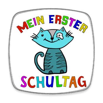 Mein Erster Schultag Katze - Viereckiger Kühlschrankmagnet - Weiß - Vorne
