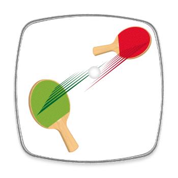 two table tennis bats with ball - Square fridge magnet - white - Front