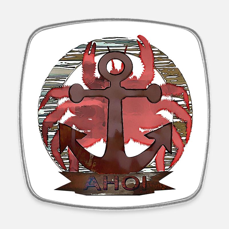 Maritim Krabbe - Viereckiger Kühlschrankmagnet - Weiß