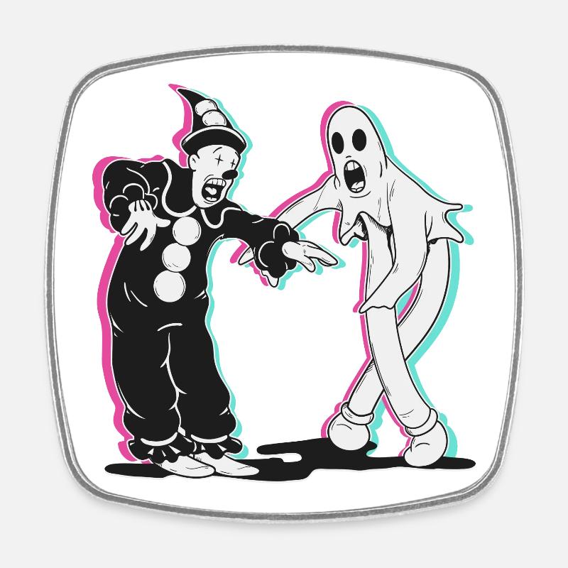 ghost and clown dancing - Square fridge magnet - white