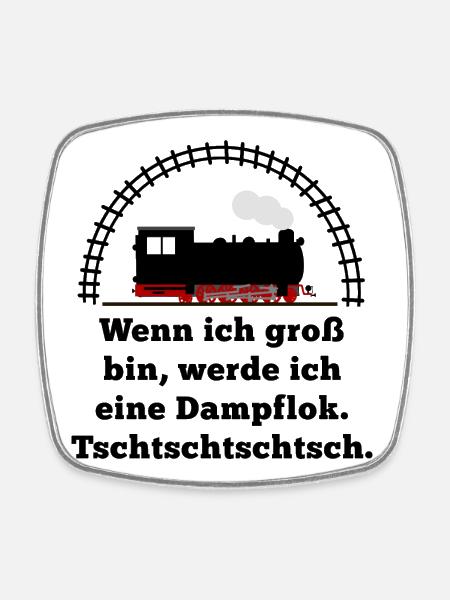 Dampflok Spruch Baby Junge Eltern - Viereckiger Kühlschrankmagnet - Weiß