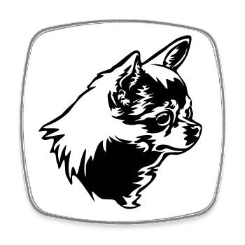 Tête de Chihuhahua - Magnet carré - blanc - Devant
