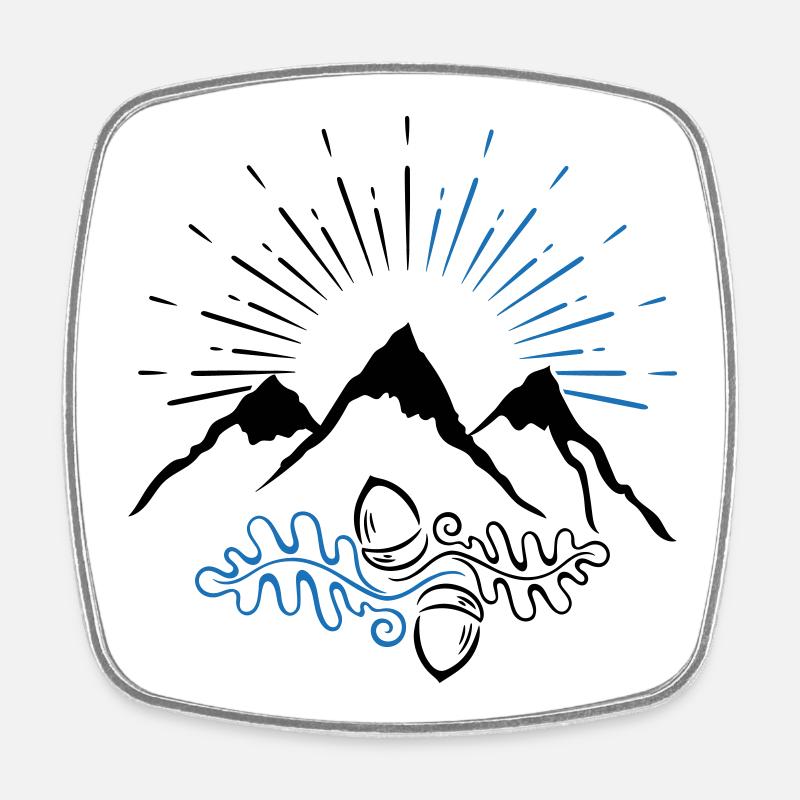 Berge Wandern Bergsteiger Eichenblätter - Viereckiger Kühlschrankmagnet - Weiß