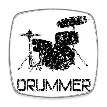 Drummer Schlagzeug - Viereckiger Kühlschrankmagnet - Weiß - Vorne