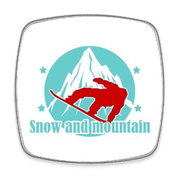 Mountain and Alpine Skiing Illustration - Square fridge magnet - white - Front