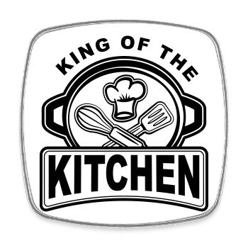 King of the Kitchen - Cool chefs and housemen - Square fridge magnet - white - Front