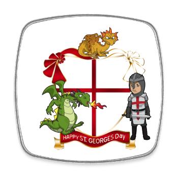 StGeorges Wappen Drachenritter - Viereckiger Kühlschrankmagnet - Weiß - Vorne