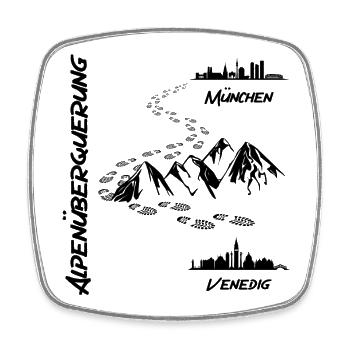 Alpenüberquerung München - Venedig - Viereckiger Kühlschrankmagnet - Weiß - Vorne