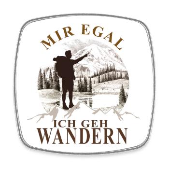 MIR EGAL! ich geh wandern - Mann Berge See - Viereckiger Kühlschrankmagnet - Weiß - Vorne