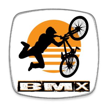 Vélo BMX - Magnet carré - blanc - Devant