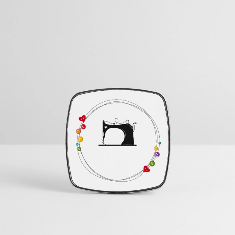 nostalgic stylized sewing machine with buttons Square fridge magnet