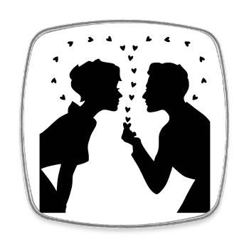 Love Silhouette – Valentine’s Day Couple Design - Viereckiger Kühlschrankmagnet - Weiß - Vorne