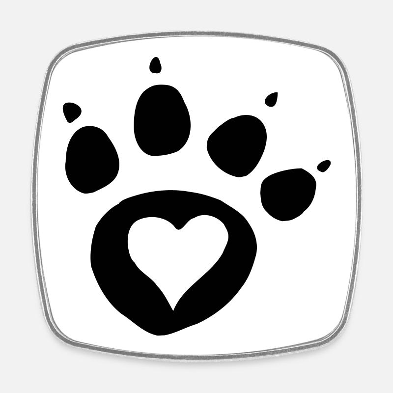 Empreinte de patte de chien patte avec cœur j’adore chien chat - Magnet carré - blanc