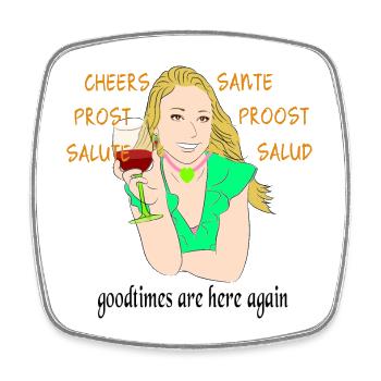 Prost auf einen Neuanfang Happy Days Cheers Santé - Viereckiger Kühlschrankmagnet - Weiß - Vorne