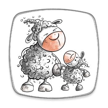 Sheep With Lamb I Funny Sheep I Family - Square fridge magnet - white - Front