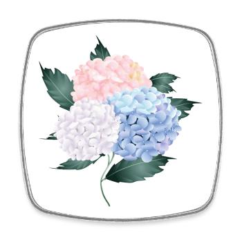lush hydrangeas bouquet of three flowers - Square fridge magnet - white - Front