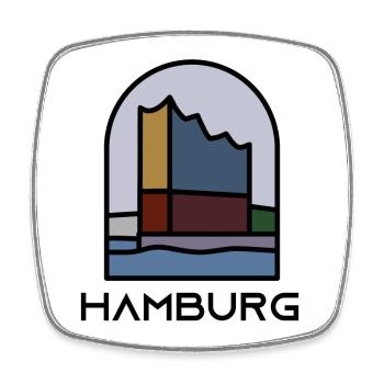 Hamburg - Philharmonie - Viereckiger Kühlschrankmagnet - Weiß - Vorne