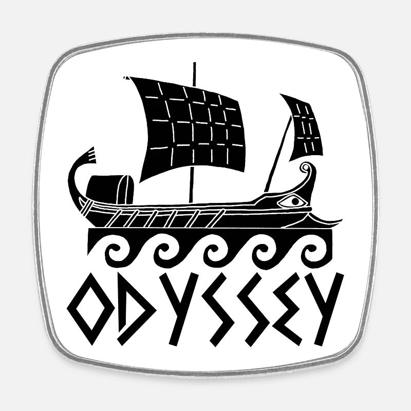 Le voyage d'Ulysse (noir) - Magnet carré - blanc