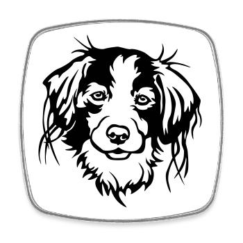 Tête de Kooikerhondje - Magnet carré - blanc - Devant
