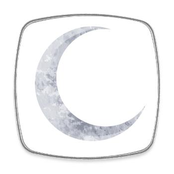 delicate shimmering silver moon - Square fridge magnet - white - Front