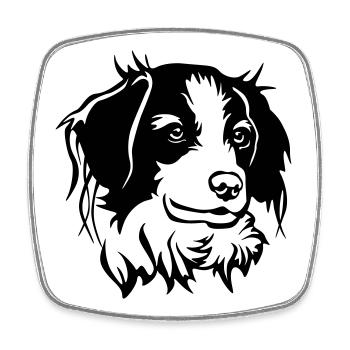 Tête de Kooikerhondje - Magnet carré - blanc - Devant