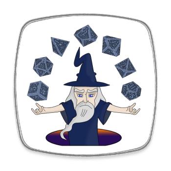A Sorcerer with Levitating Dices - Square fridge magnet - white - Front