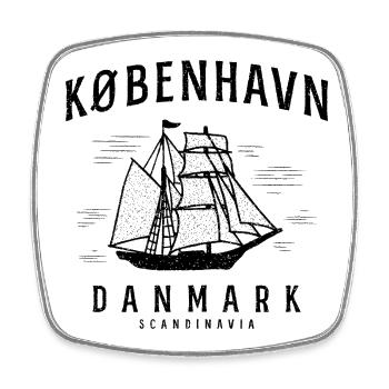 Kopenhagen Segelschiff Vintage - Viereckiger Kühlschrankmagnet - Weiß - Vorne