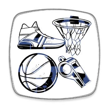 Basketteur - Magnet carré - blanc - Devant