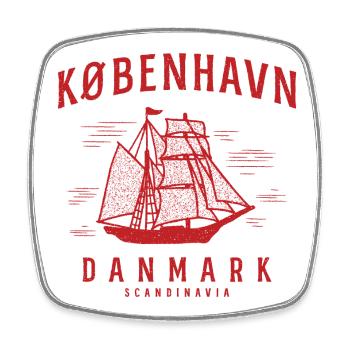 Kopenhagen Segelschiff Skandinavien Flair - Viereckiger Kühlschrankmagnet - Weiß - Vorne