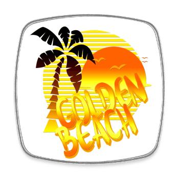 golden beach sun palm - Square fridge magnet - white - Front