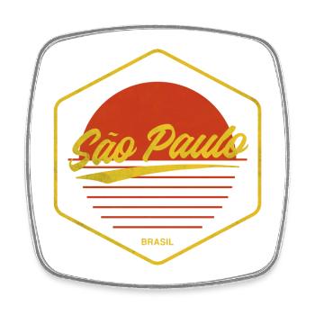 São Paulo Retro Sonnenuntergang - Viereckiger Kühlschrankmagnet - Weiß - Vorne