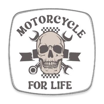 Motorcycle for a lifetime - Square fridge magnet - white - Front