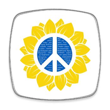 Tournesol ukrainien avec signe de paix. - Magnet carré - blanc - Devant